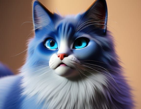 Hyperrealistic 3D Portrait of a Fluffy Ragdoll Cat