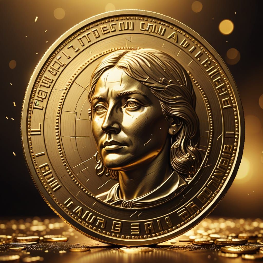 Spinning Gold Coin in Hyper-Realistic Illustration