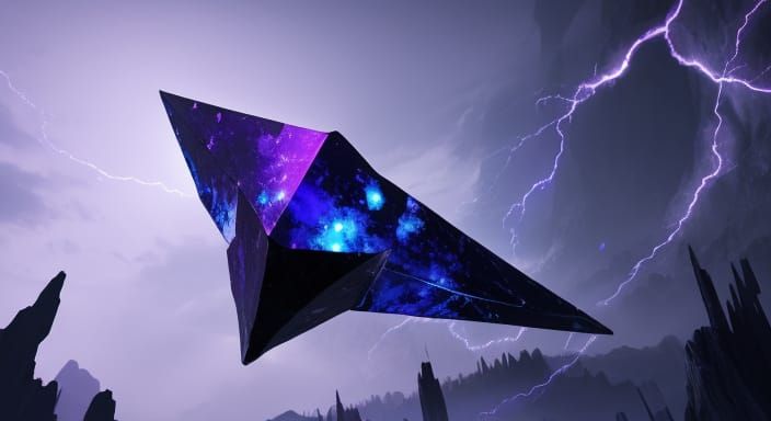 Ethereal Obsidian Shard Ascends in Lavender Veined Magic