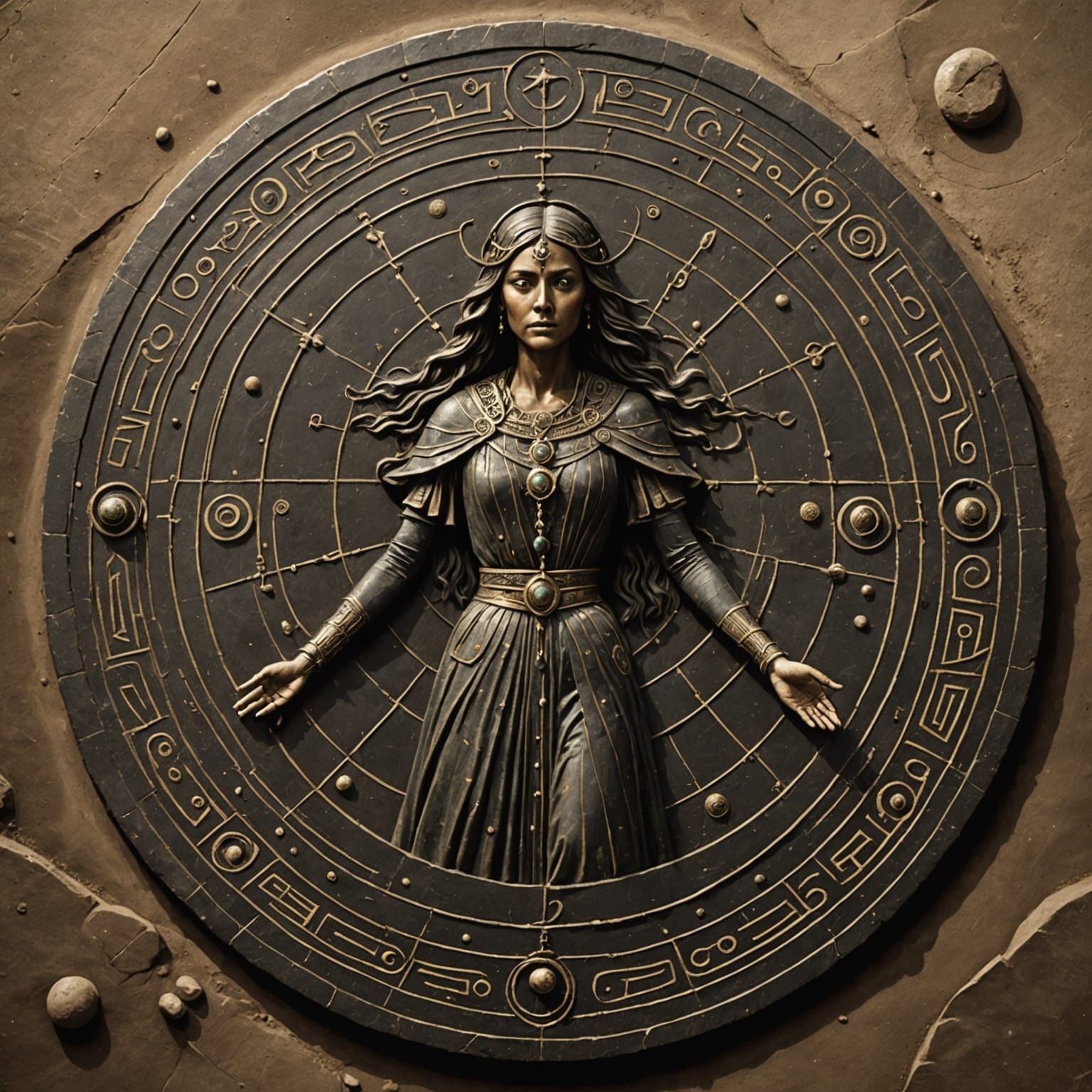 Mystical Sorceress in Geoglyph Harmony