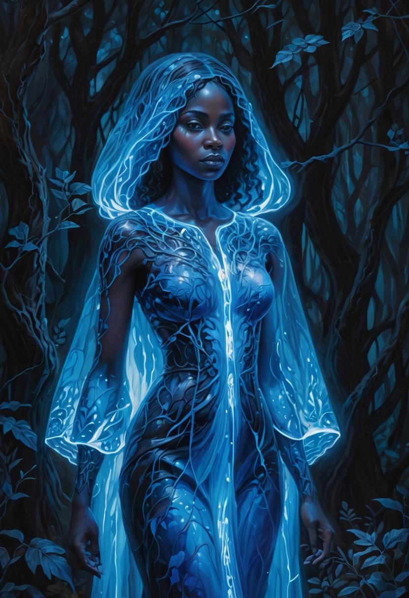 Ethereal Portrait in Mystical Forest, Surrealism Style