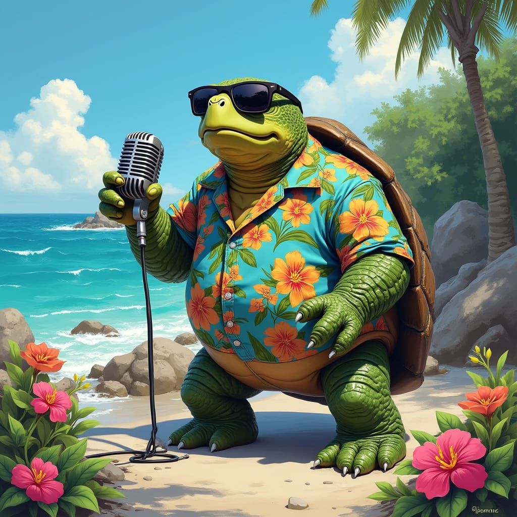 Dynamic Scene of a Singing Turtle