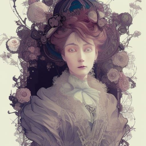 Victorian Lady Portrait: Detailed Digital Illustration
