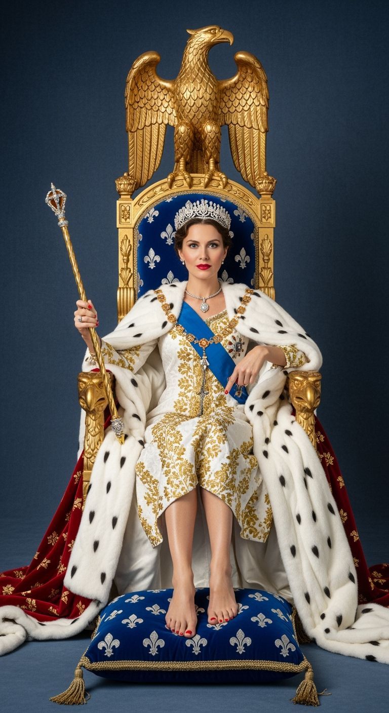 French Empress on Golden Throne, Professional Photography