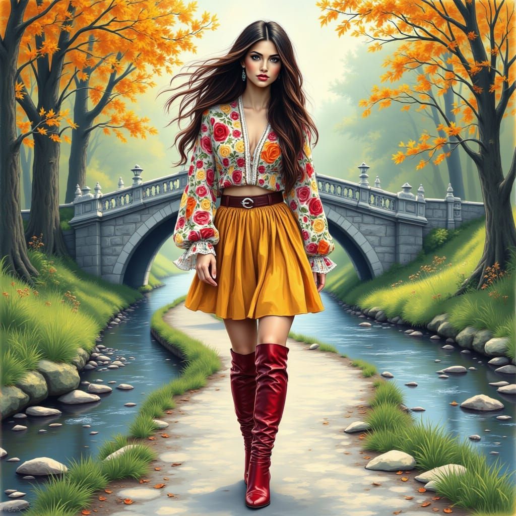 Ethereal Fantasy Woman on Fairytale Road