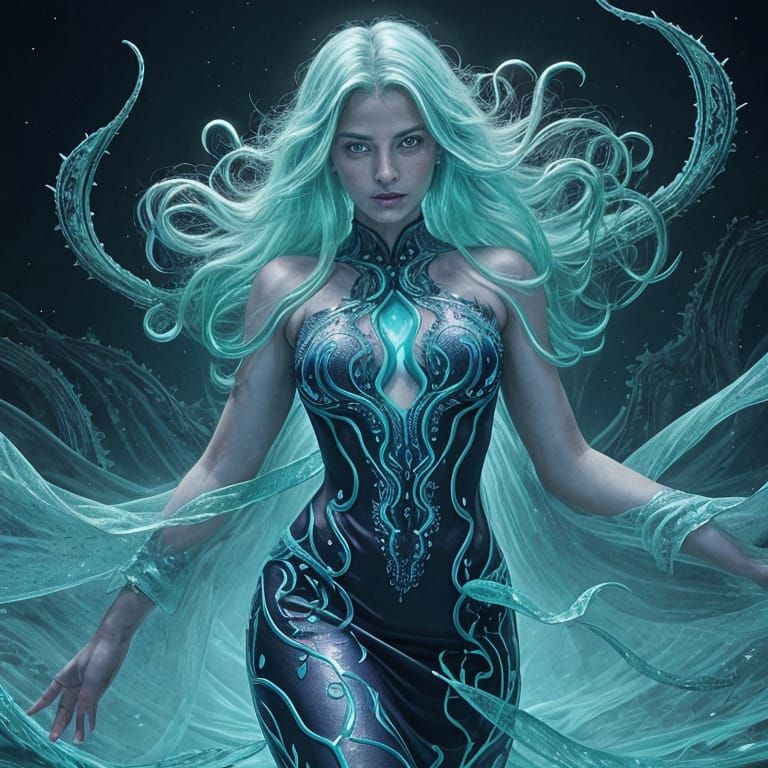 Serpentine Seawrath with Bioluminescent Tendrils