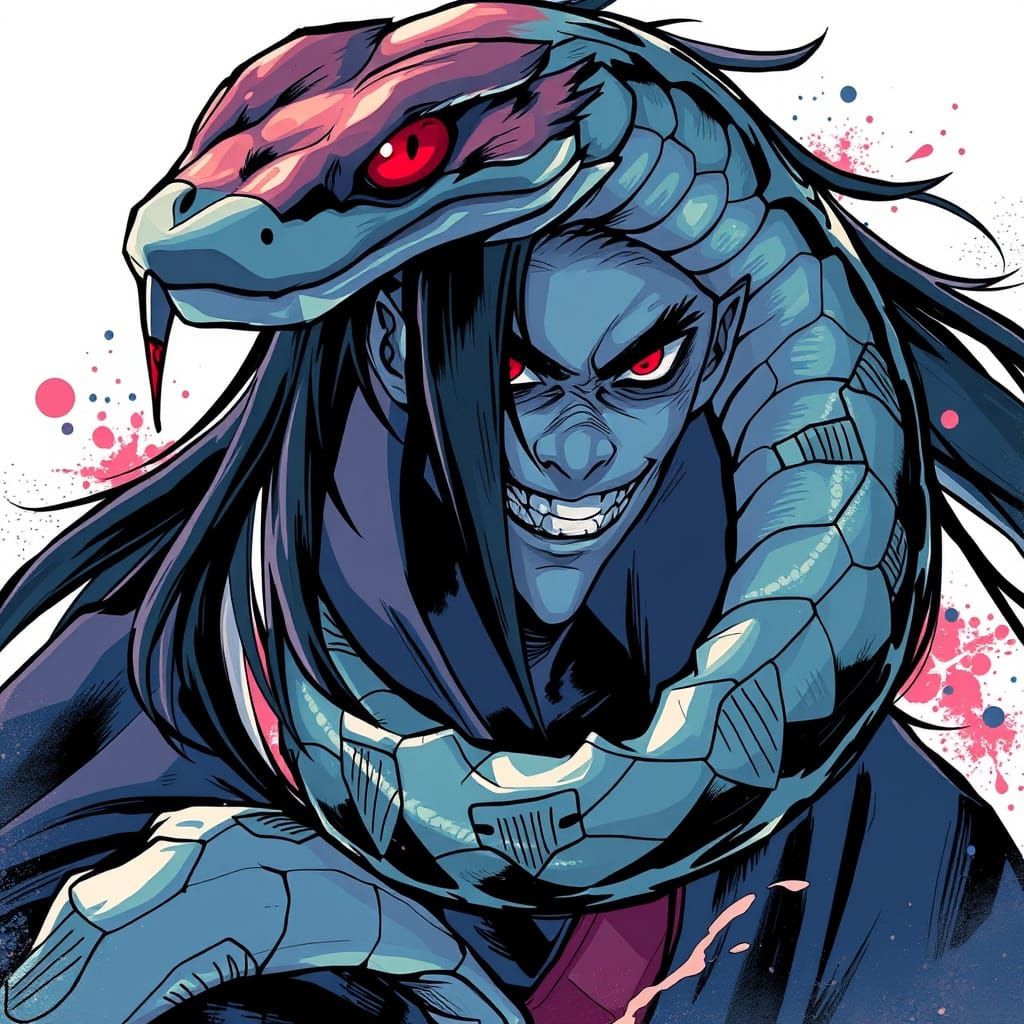 Sinister Orochimaru in Vibrant Anime Style