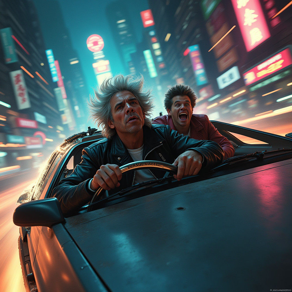 Rick and Morty's DeLorean Flight Through Dystopian Time