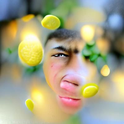 Humorous Portrait of a Man with Lemons