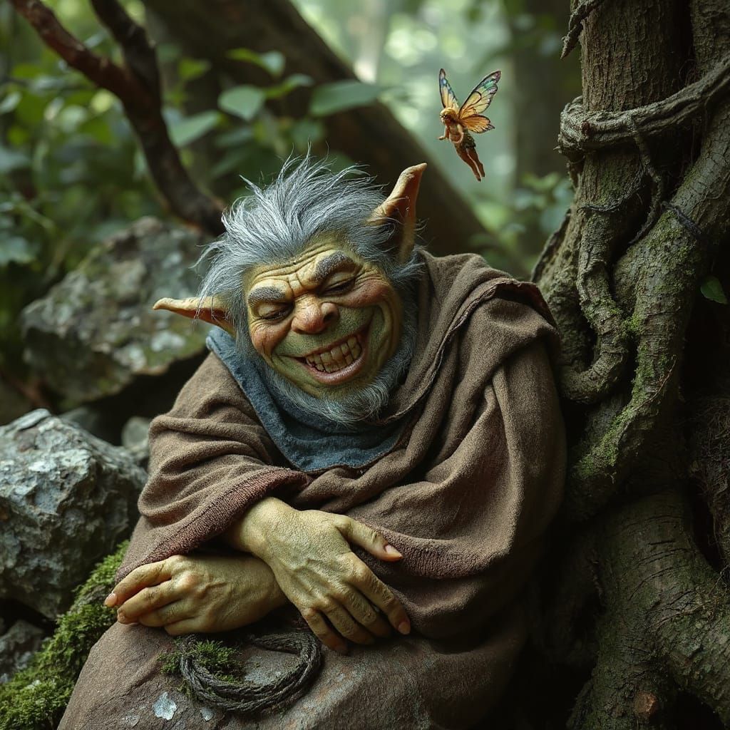 Troll Slumbering Beneath Fairy Watch: Fantasy Art