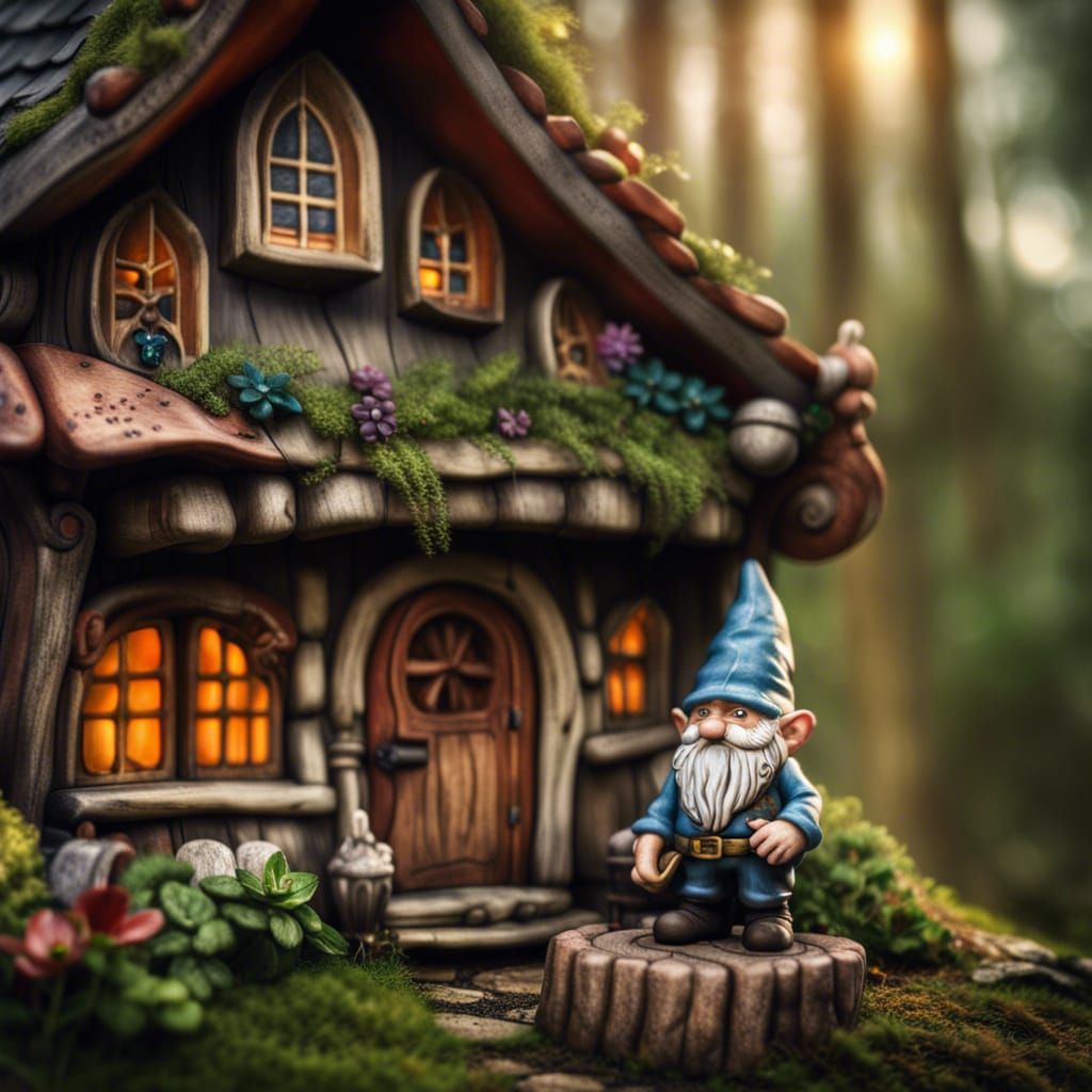 Detailed Gnome House in Hyperrealistic Style