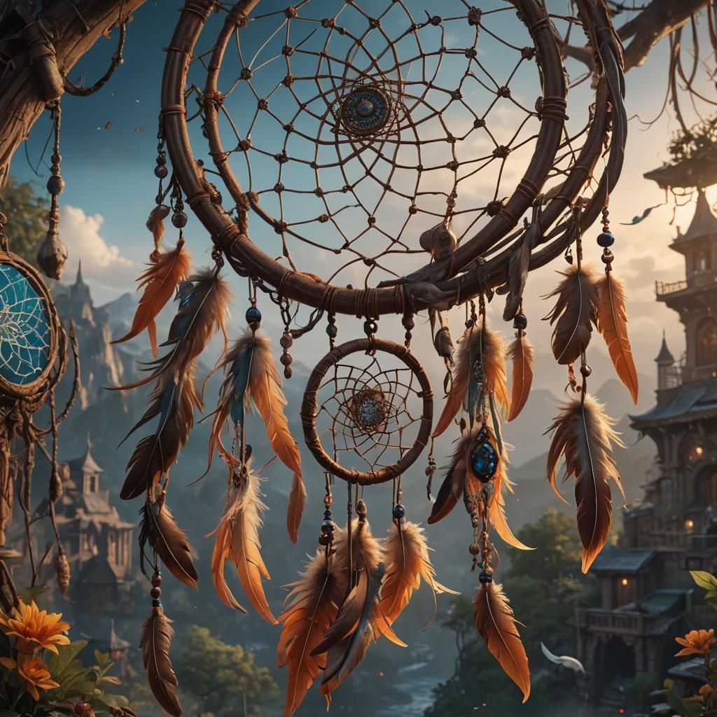 Detailed Dreamcatcher Concept Art in Deep Color
