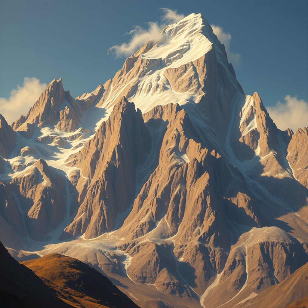 Majestic Mountain Range in Warm, Golden Light