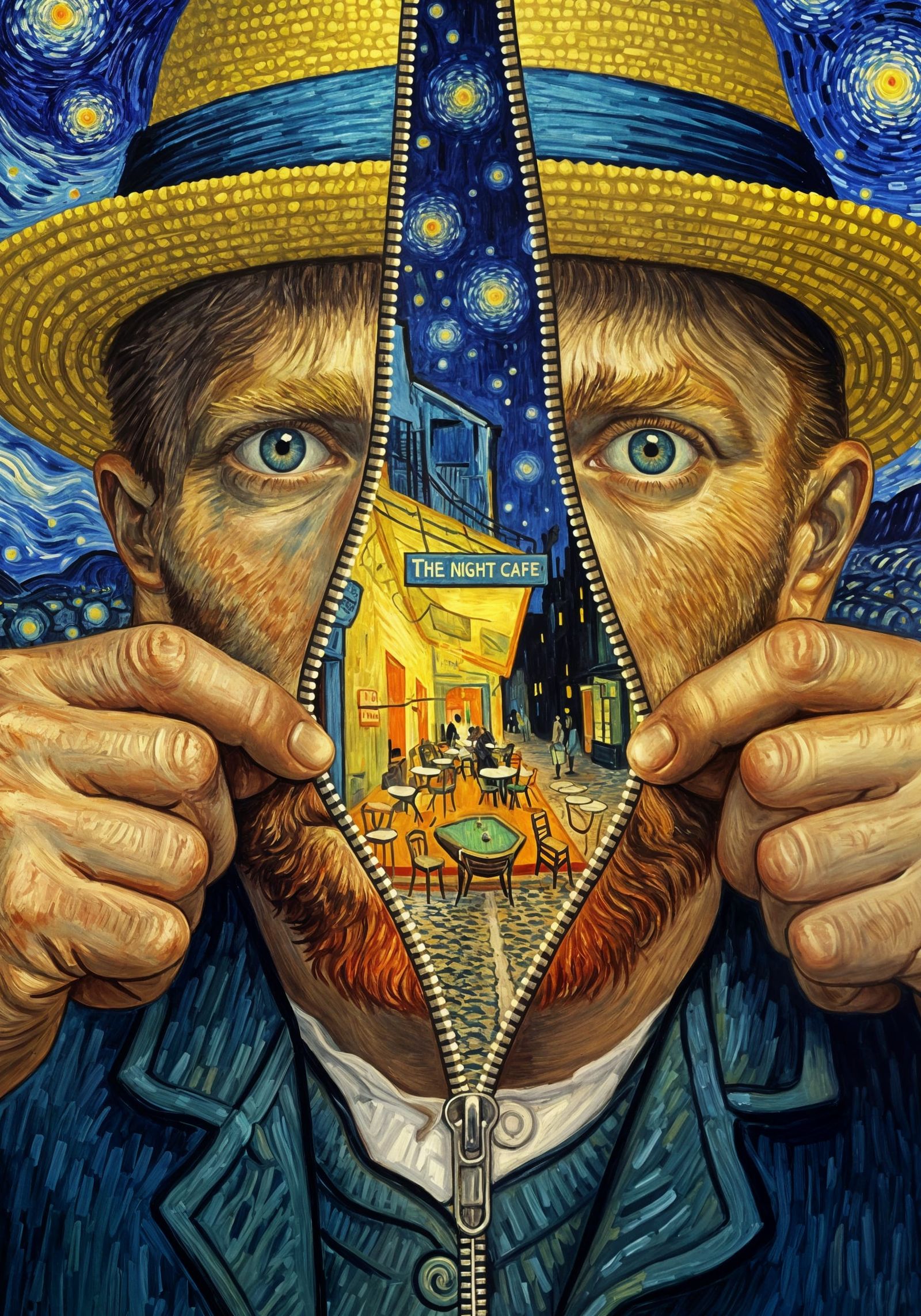 Surreal Portrait: Van Gogh Reveals The Night Cafe