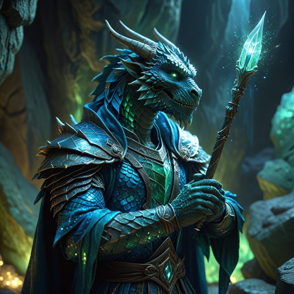 Dragonborn Sorcerer Casting Magic in Lod Cave