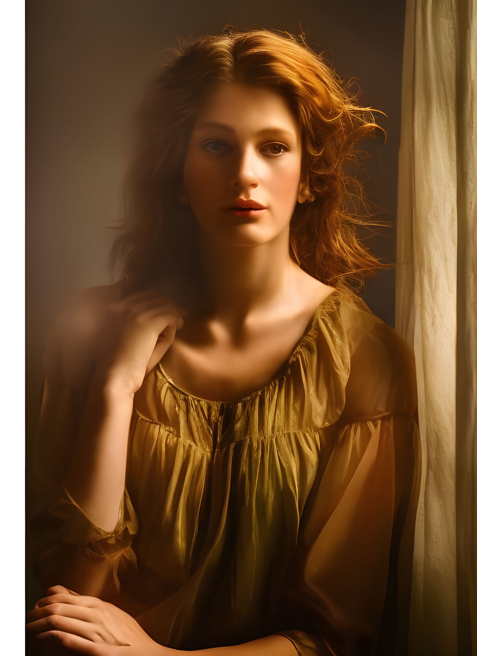 Renaissance Woman Portrait in Golden Hour Light