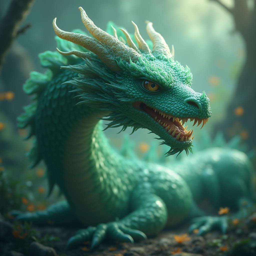 Jade Dragon in Futuristic Sci-Fi Style