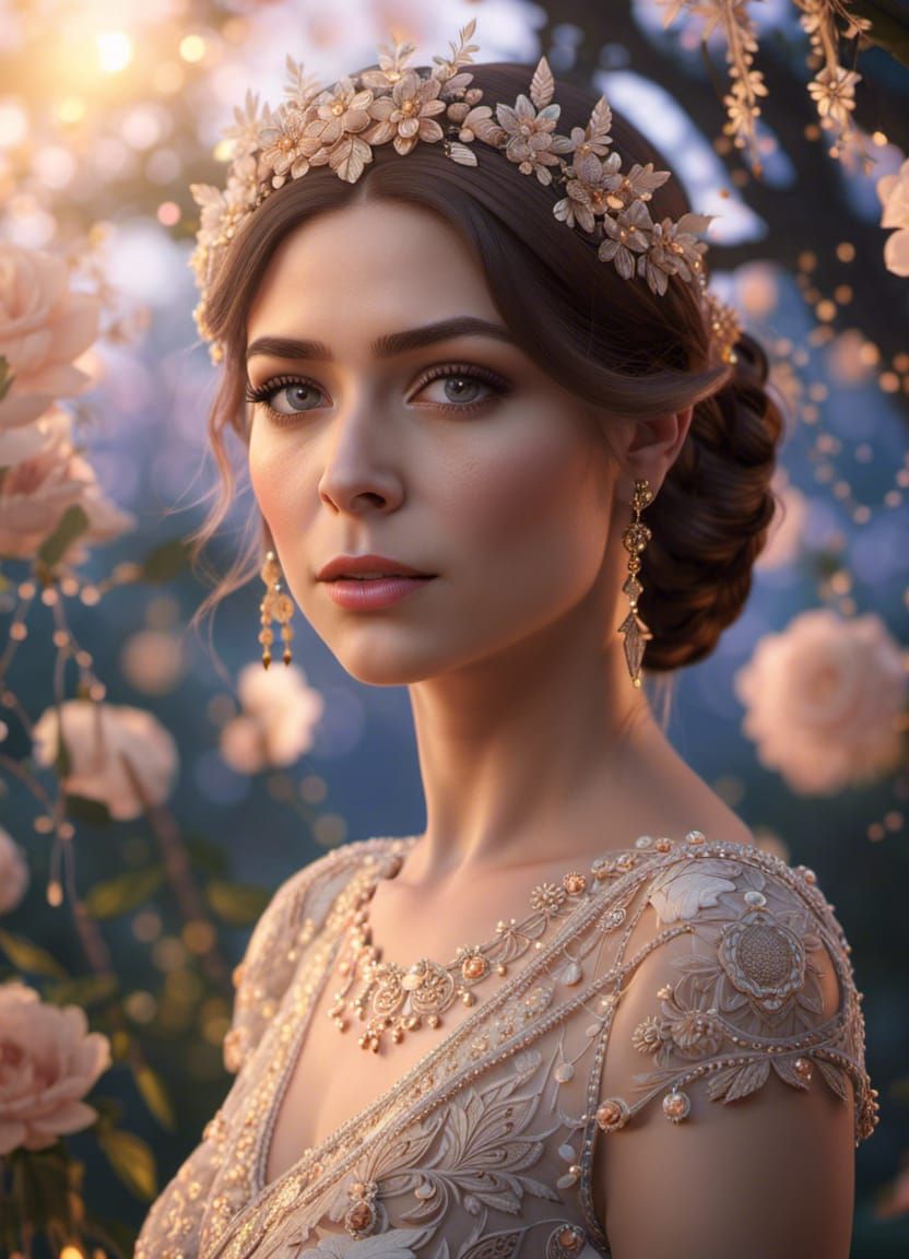 Detailed Portrait of Young Woman in 3D Render