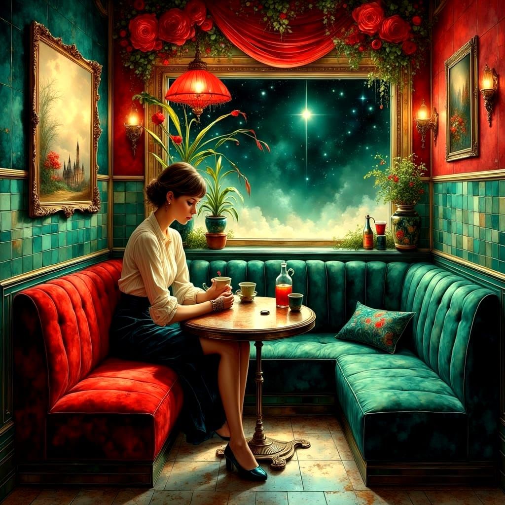 Star Singer in Jazz Club, Impasto Oil Painting