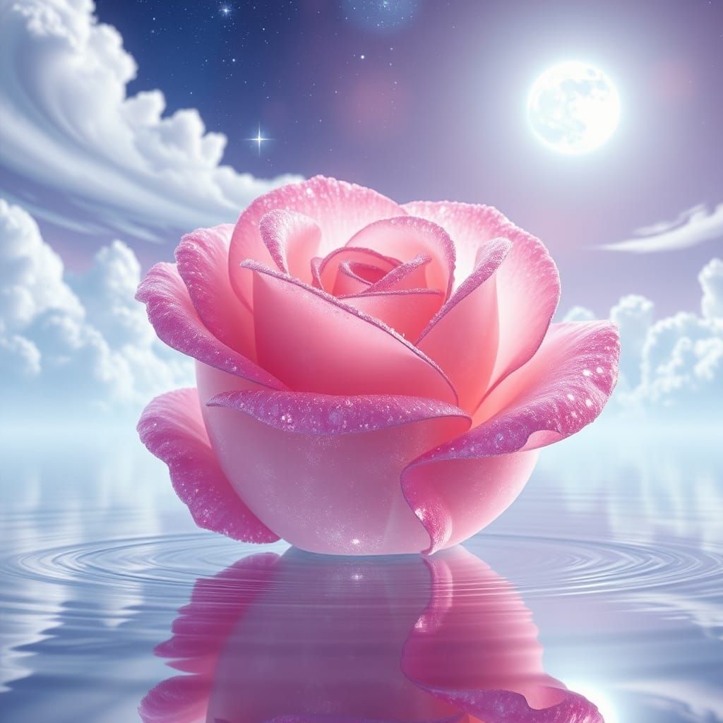 Crystal Rose Apple Reflecting Galaxy, 3D Anime Art