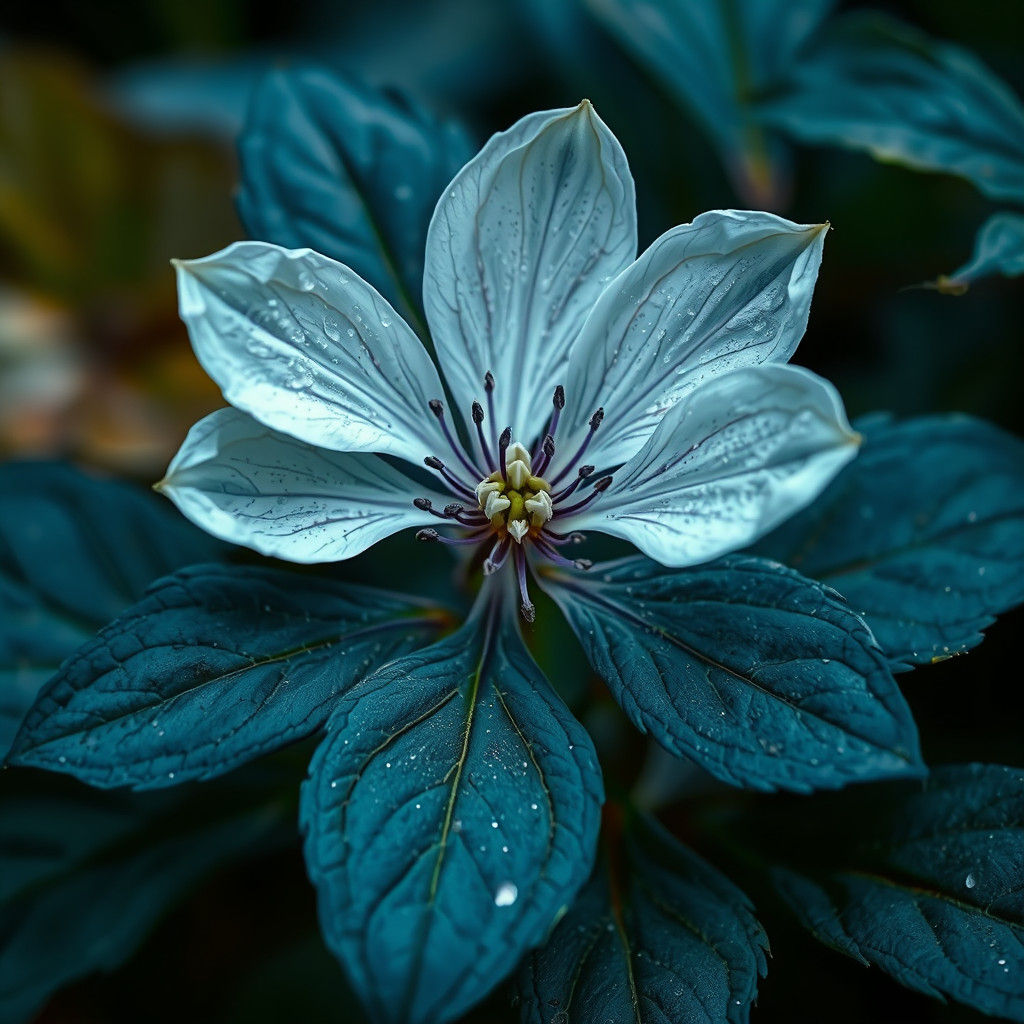 Ethereal Blooming Flower in a Darkened Landscape