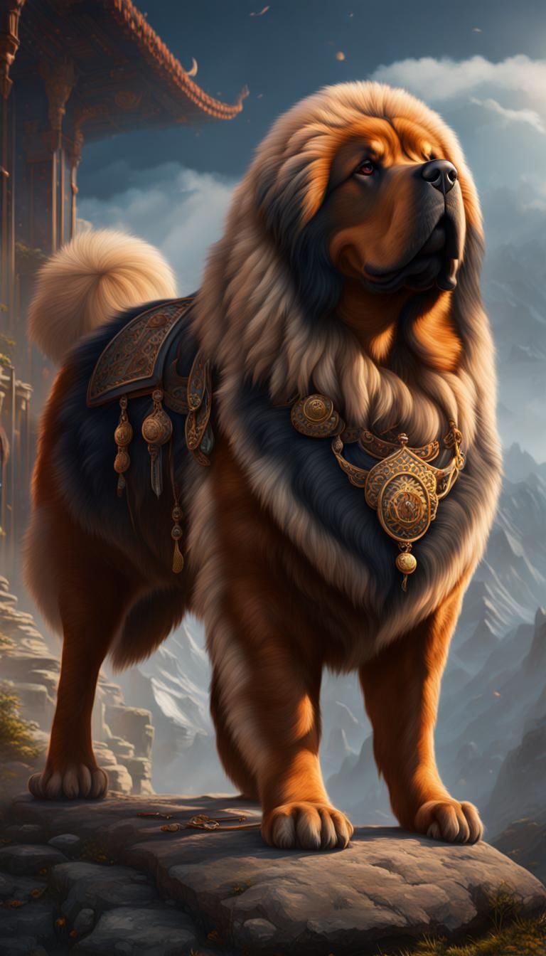 Regal Tibetan Mastiff in Detailed Matte Painting