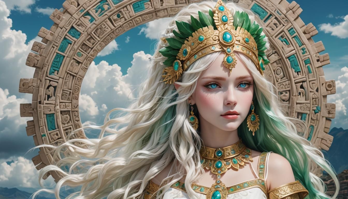 Blonde Sky Goddess with Inca Motifs