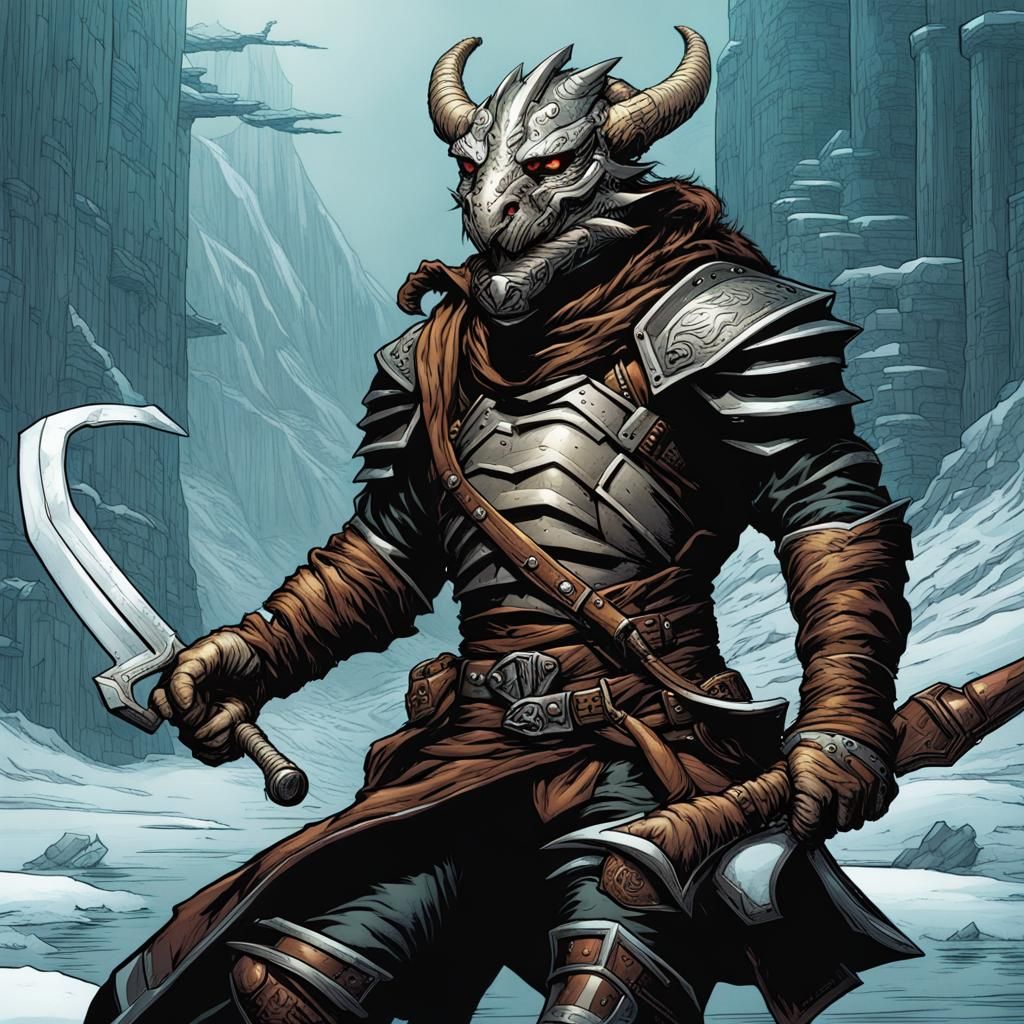 Dragonborn Rogue in Comic Book Style