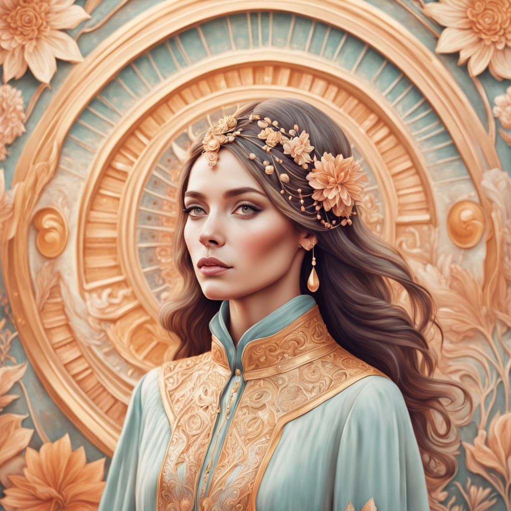 Elegant Woman in Golden Light, Wes Anderson Style