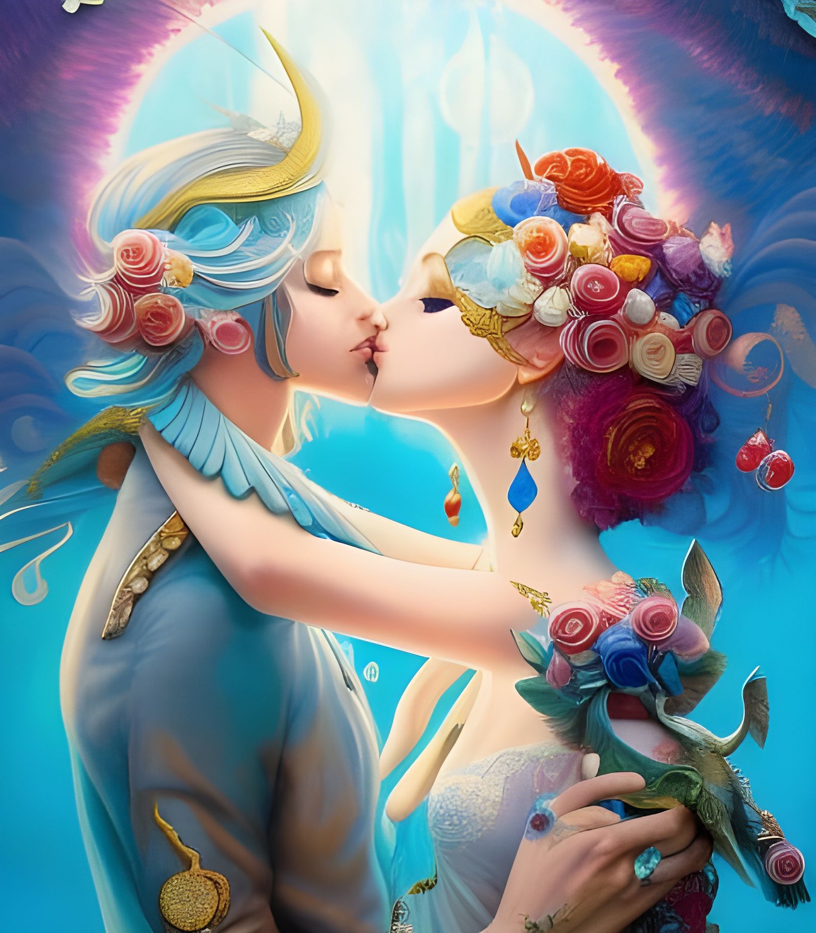 Detailed Romantic Couple in Expressionistic Style