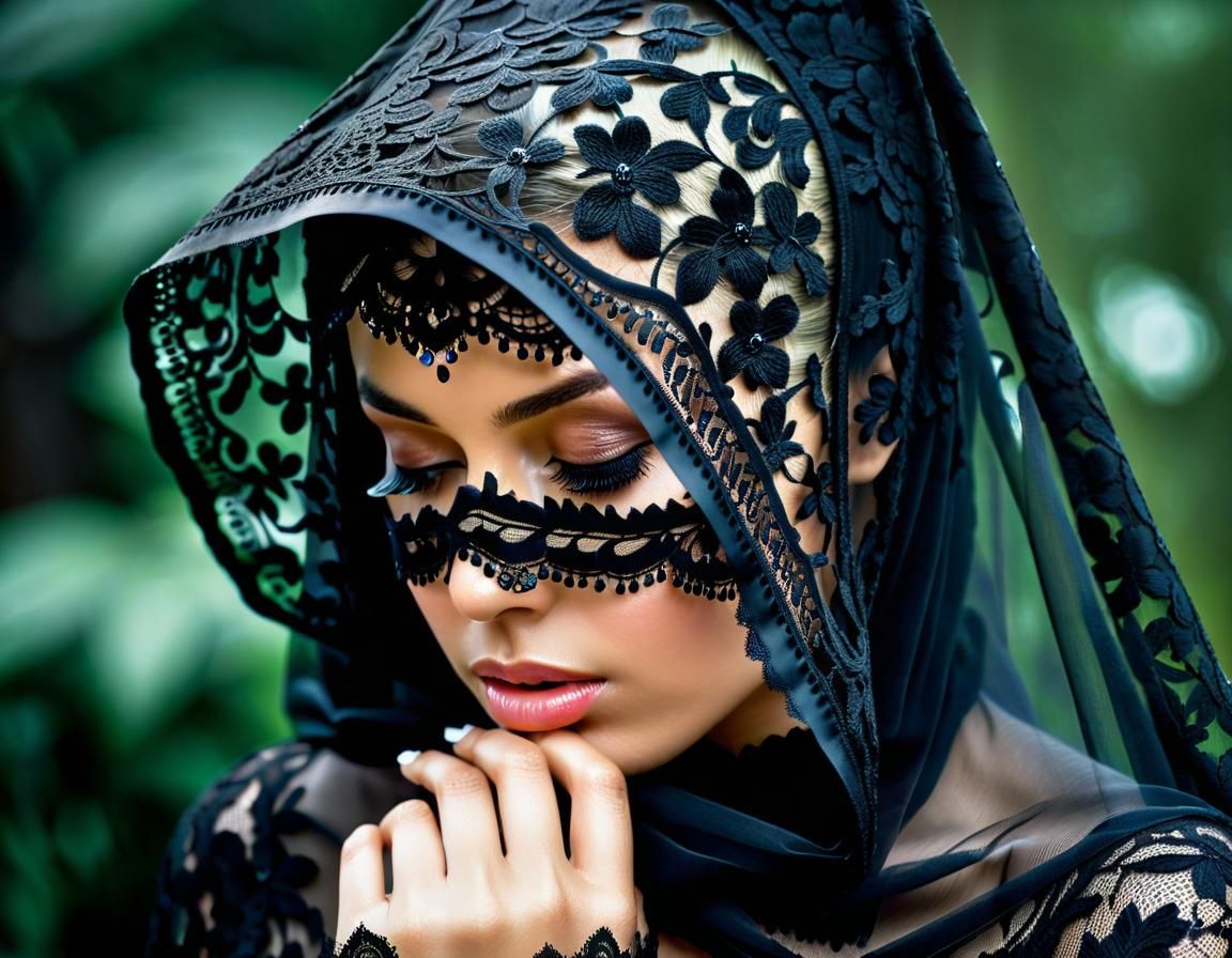 A black lace veil hid the tears from her eyes
- And we all wept in silence.