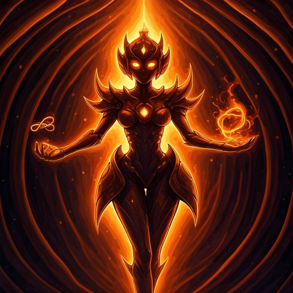 Joyful Orange Alien with Glowing Eyes in Space