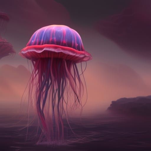 Fantastical Jellyfish in Detailed Matte Painting