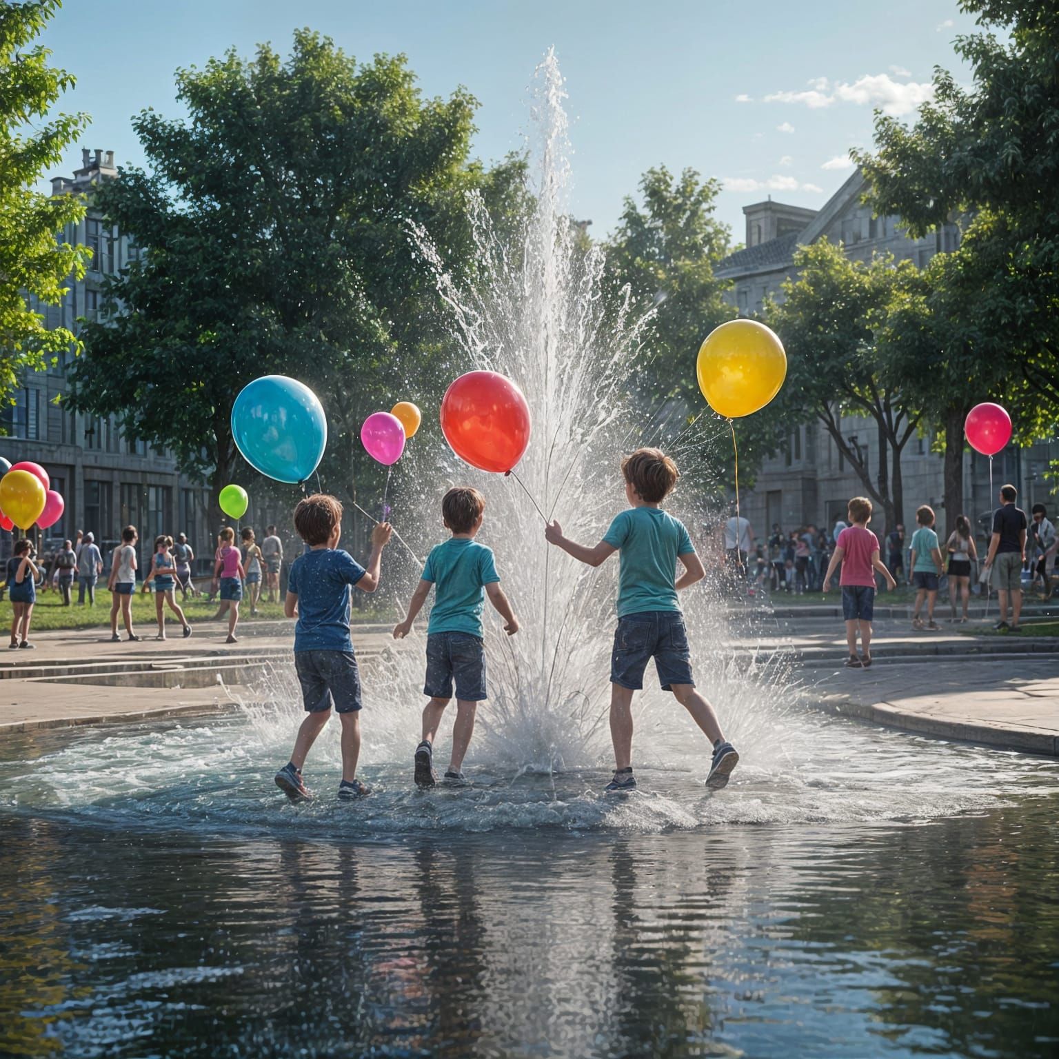 Interactive Fountain in City Park: Splash Art