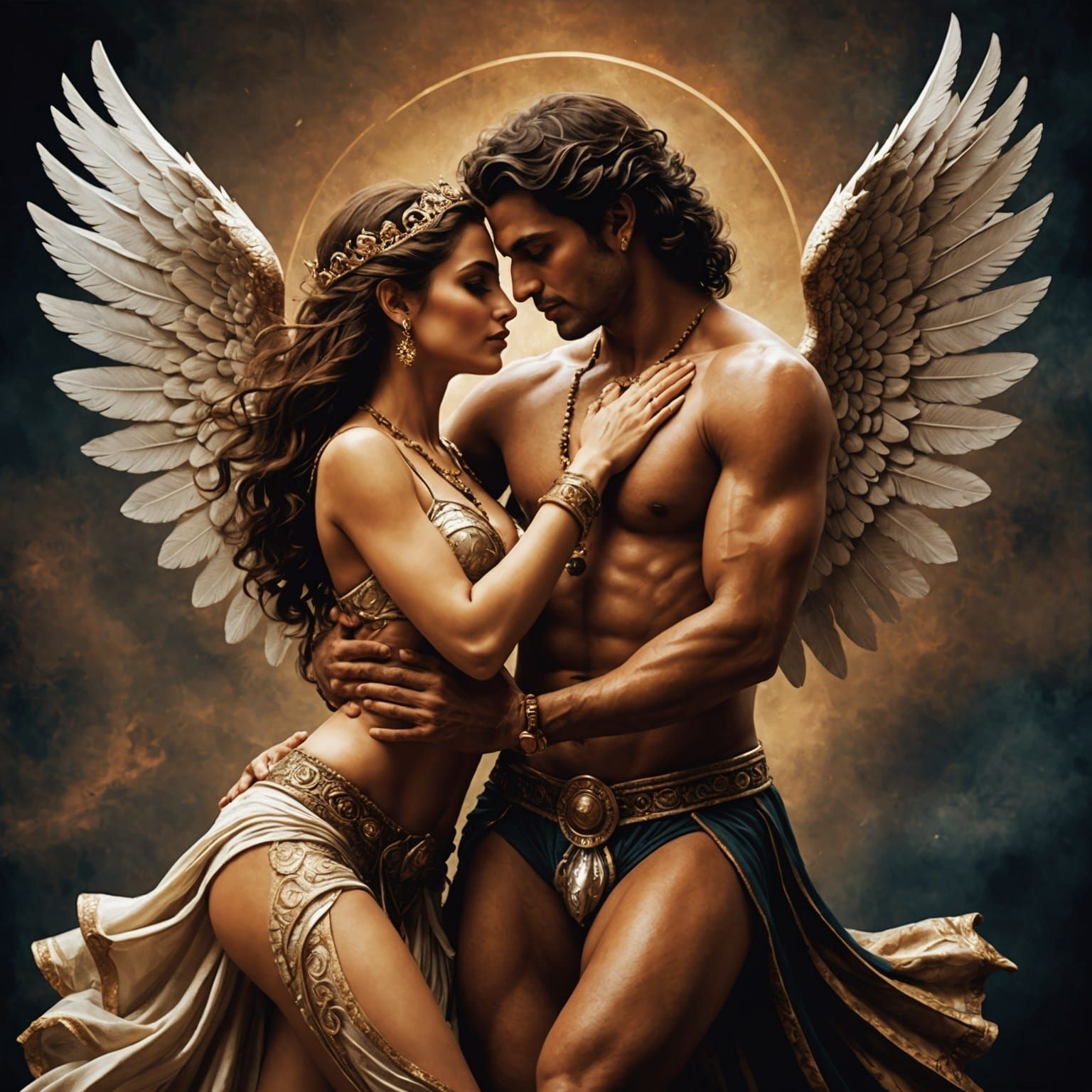 Erotic Tantric Couple in Realistic Photo Art