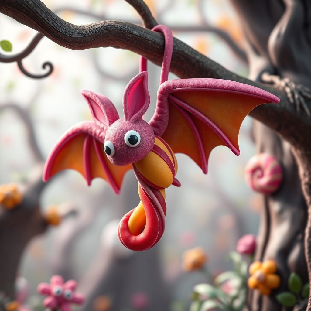 Candy Bat in Clay Forest: Digital Illustration