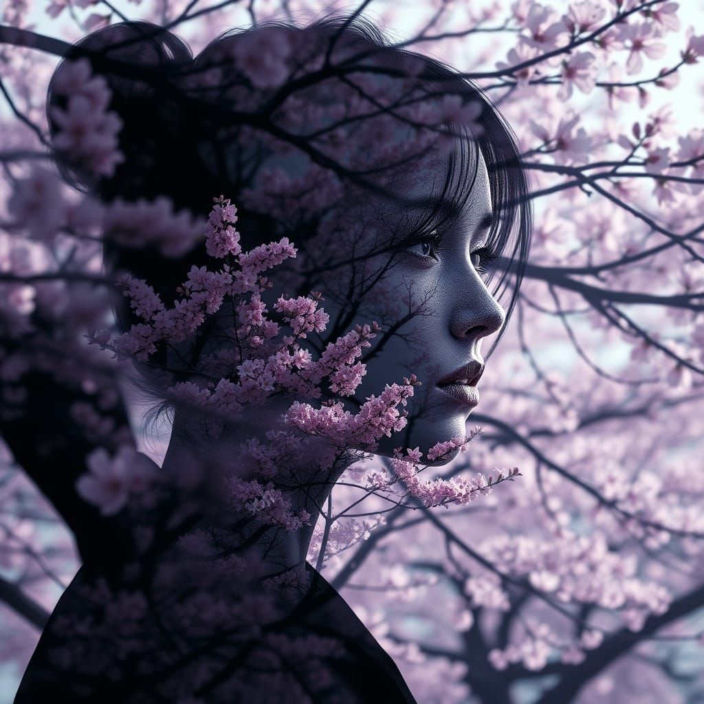 A woman amongst blossoms