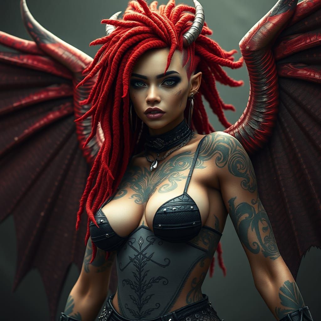 Fantasy Dragon Hybrid with Punk Aesthetic