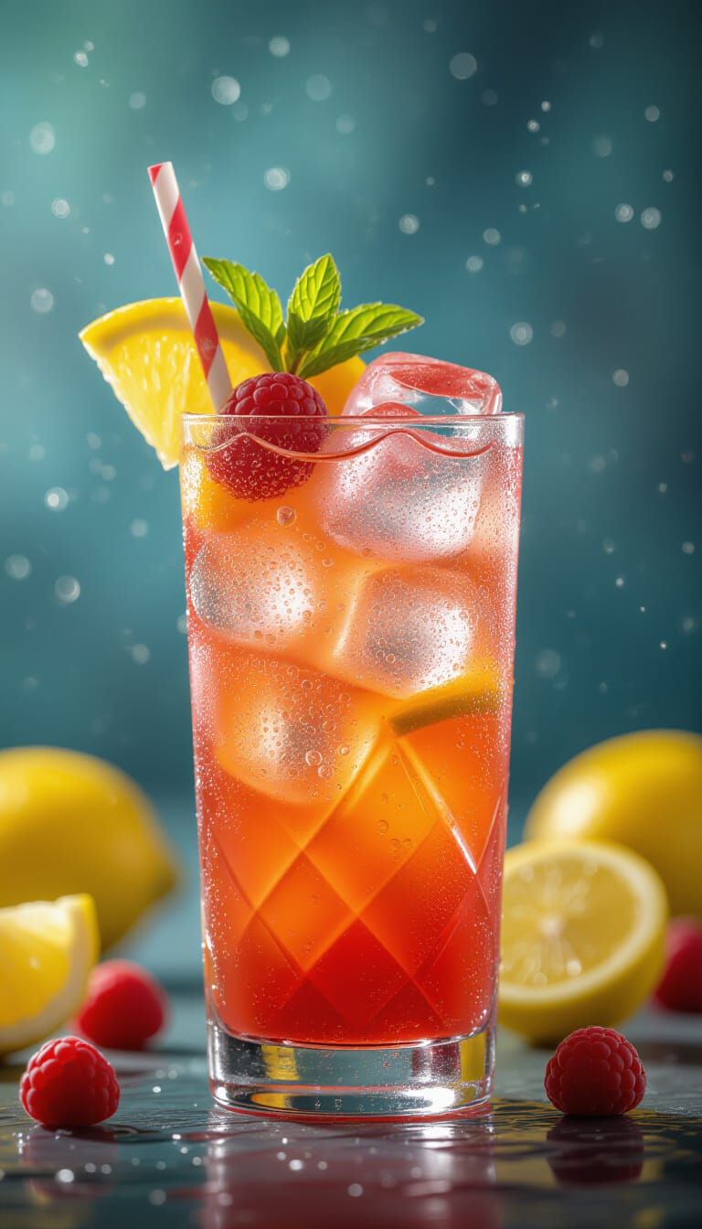 Refreshing Summer Cocktail with Vibrant Fruit Garnish