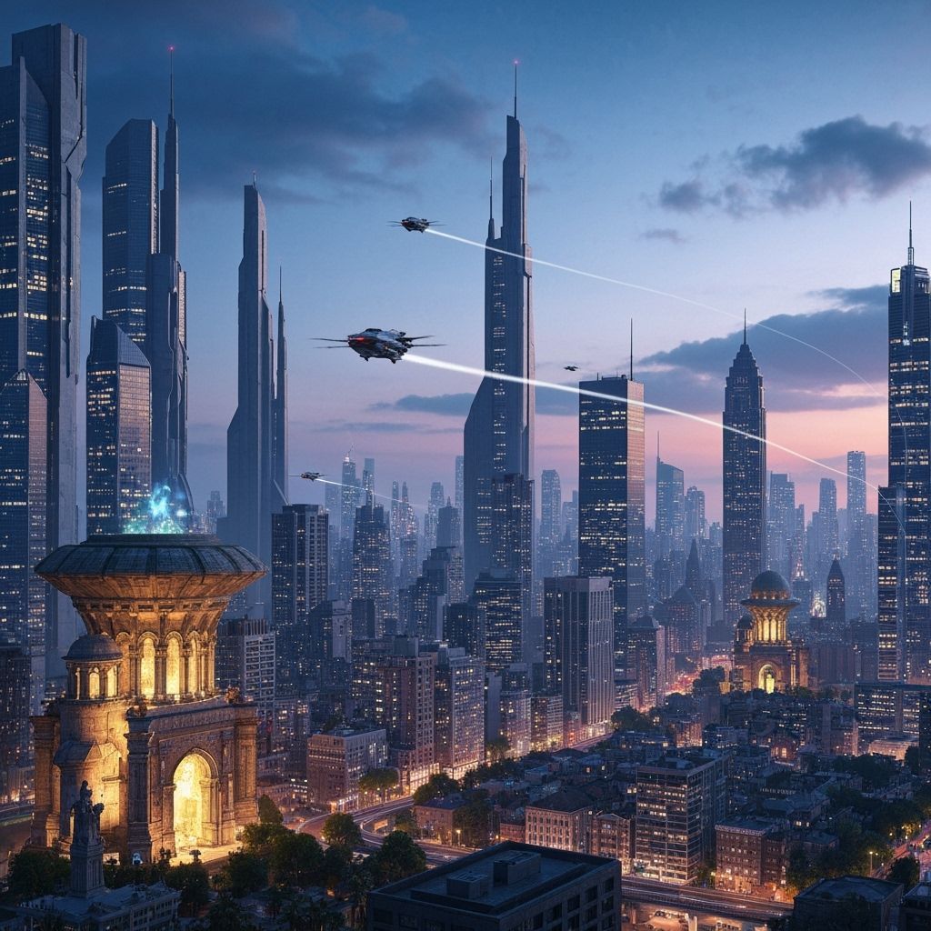 Futuristic Cityscape at Twilight: Photorealistic Rendering