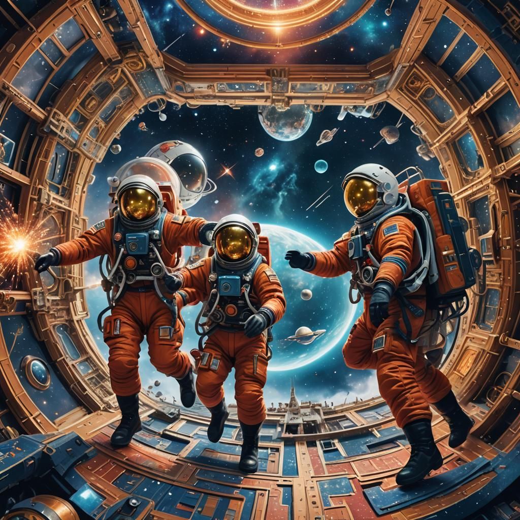 Cosmonauts Orbiting Kremlin Space Station: Fantasy Concept A...