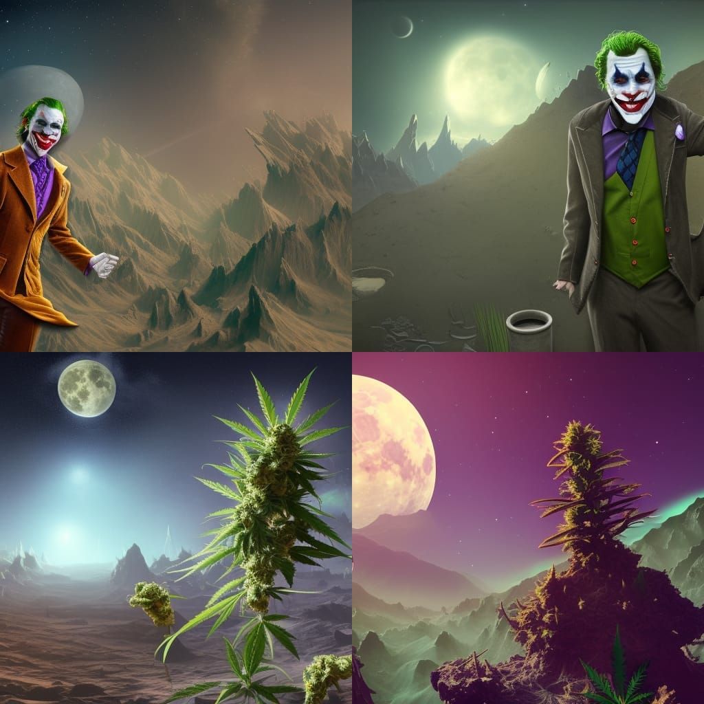 Joker's Lunar Cannabis Garden: Detailed Matte Painting