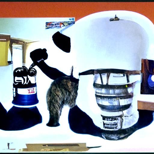 Giant Boxing Cat in Academic Art Style