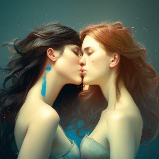 Passionate Kiss: Head and Shoulders Portrait