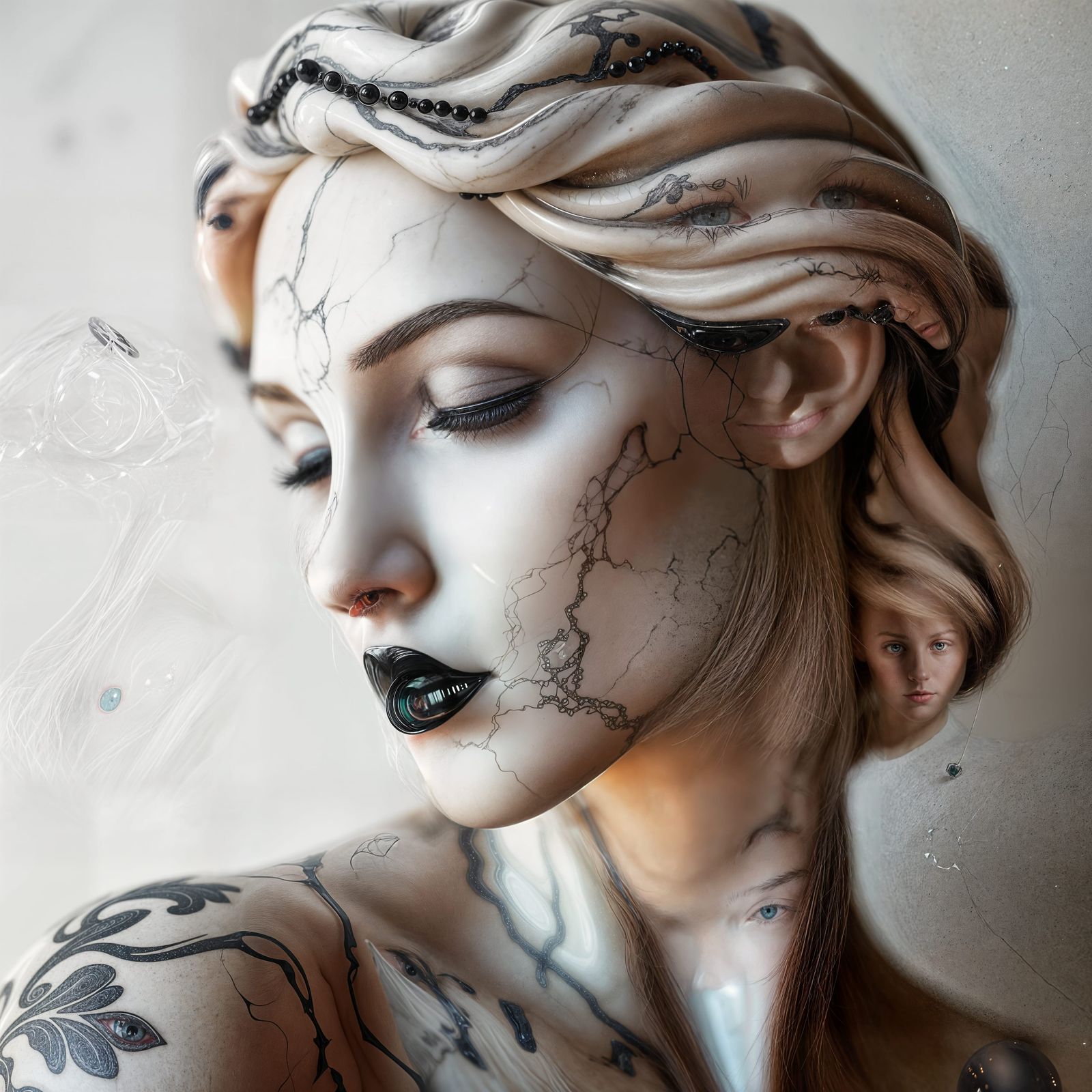 Seductive Marble Goddess in Midnight Beauty