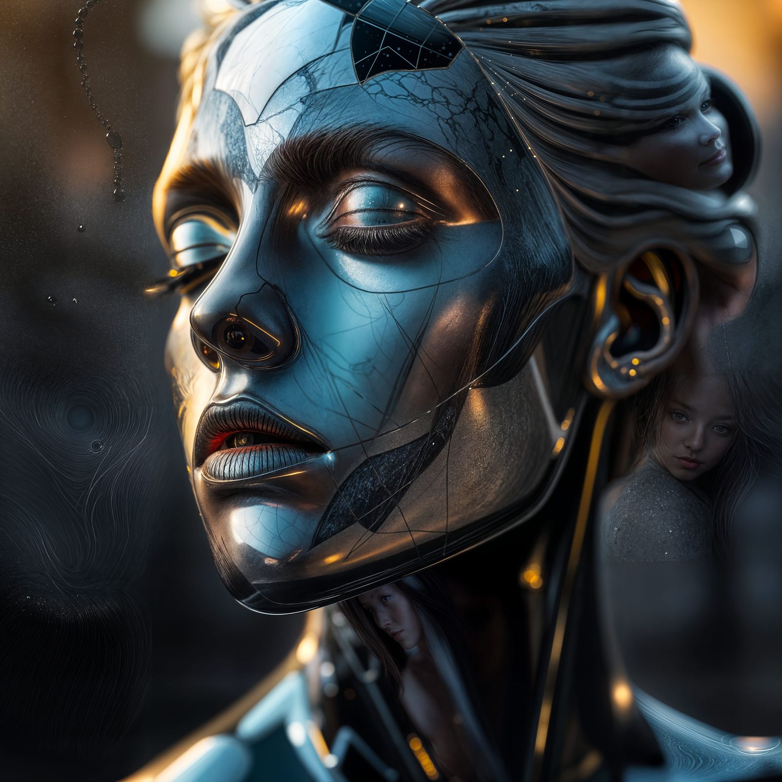 Mechanical Goddess with Celestial Constellations in Steel
