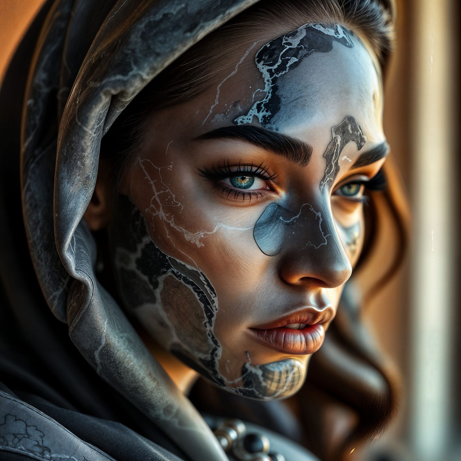 Ethereal Beauty in Obsidian and Platinum