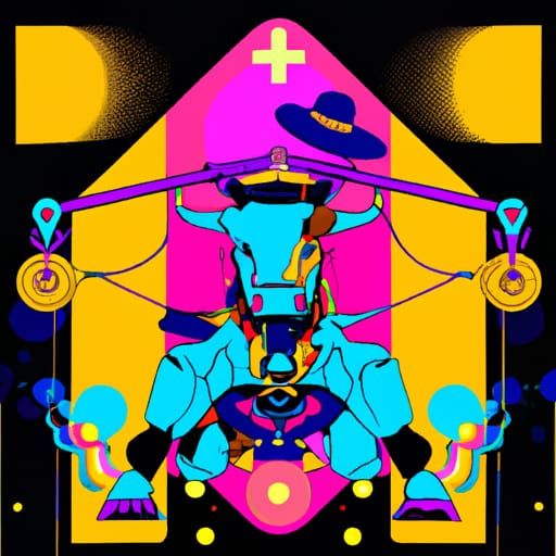 Cosmic Cattle Attacked by Cowboy Robot: Pop Art