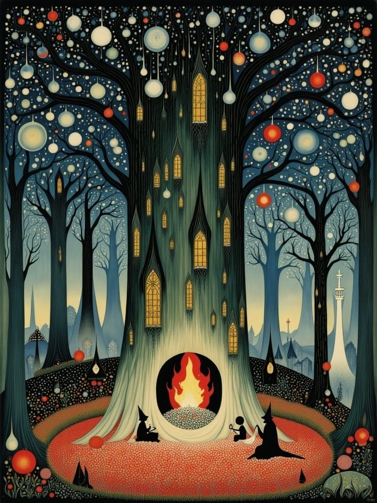 Festive Christmas Scene in Children's Illustration Style