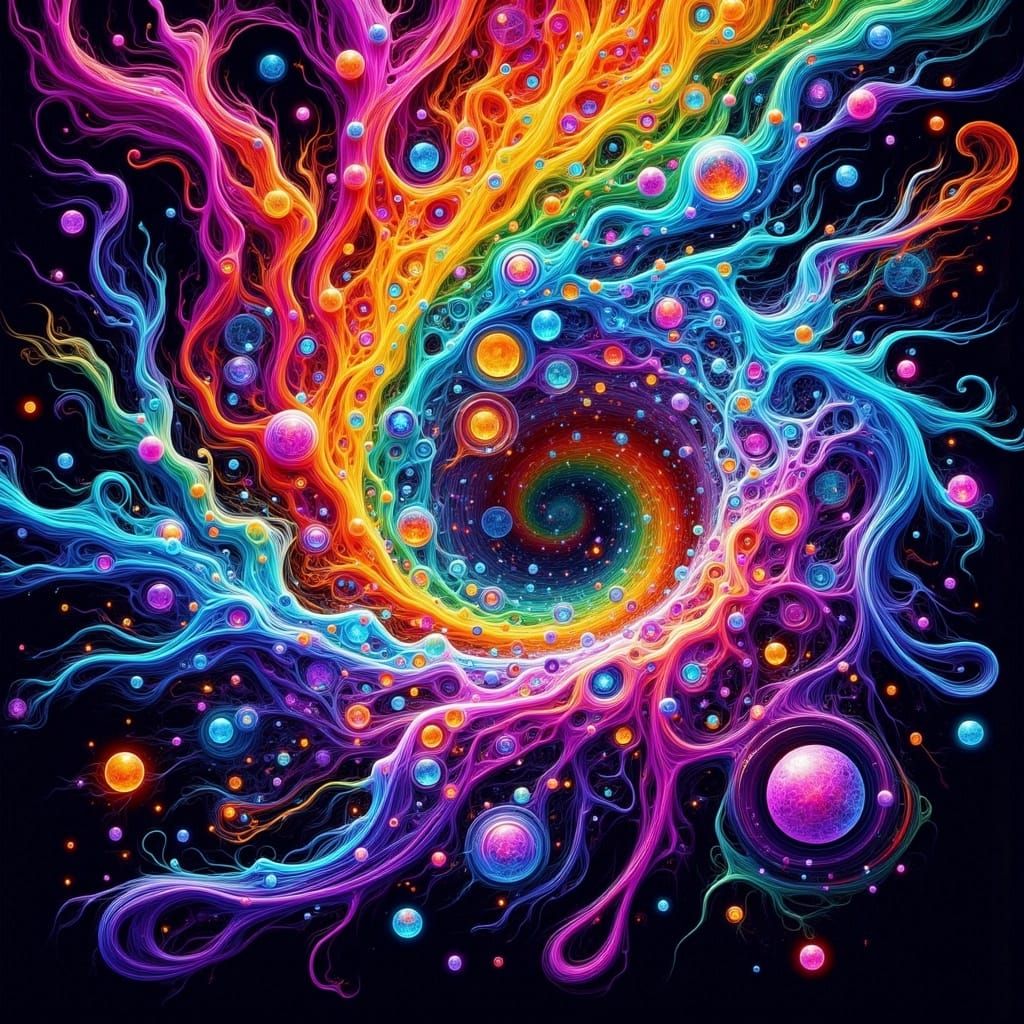 Psychedelic Vortex with Disintegrating Cube in Surrealist St...